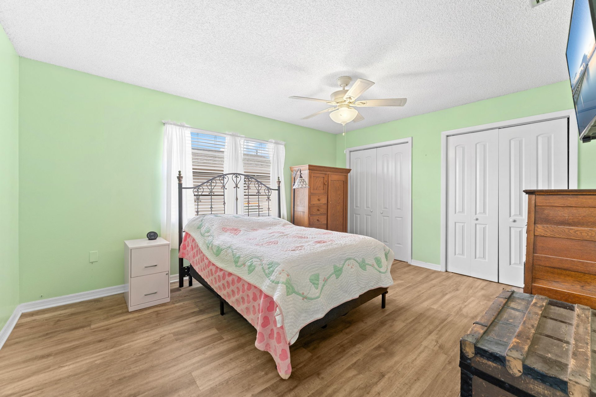 Primary bedroom with double closets