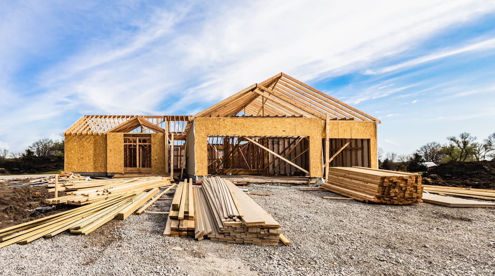 New single-family home under construction in Central Florida