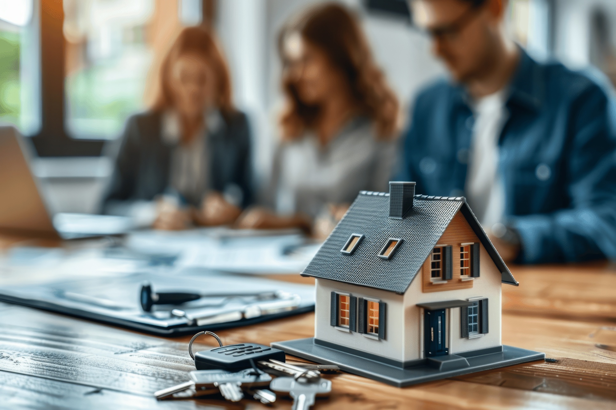Seller signing closing documents at a title company settlement table